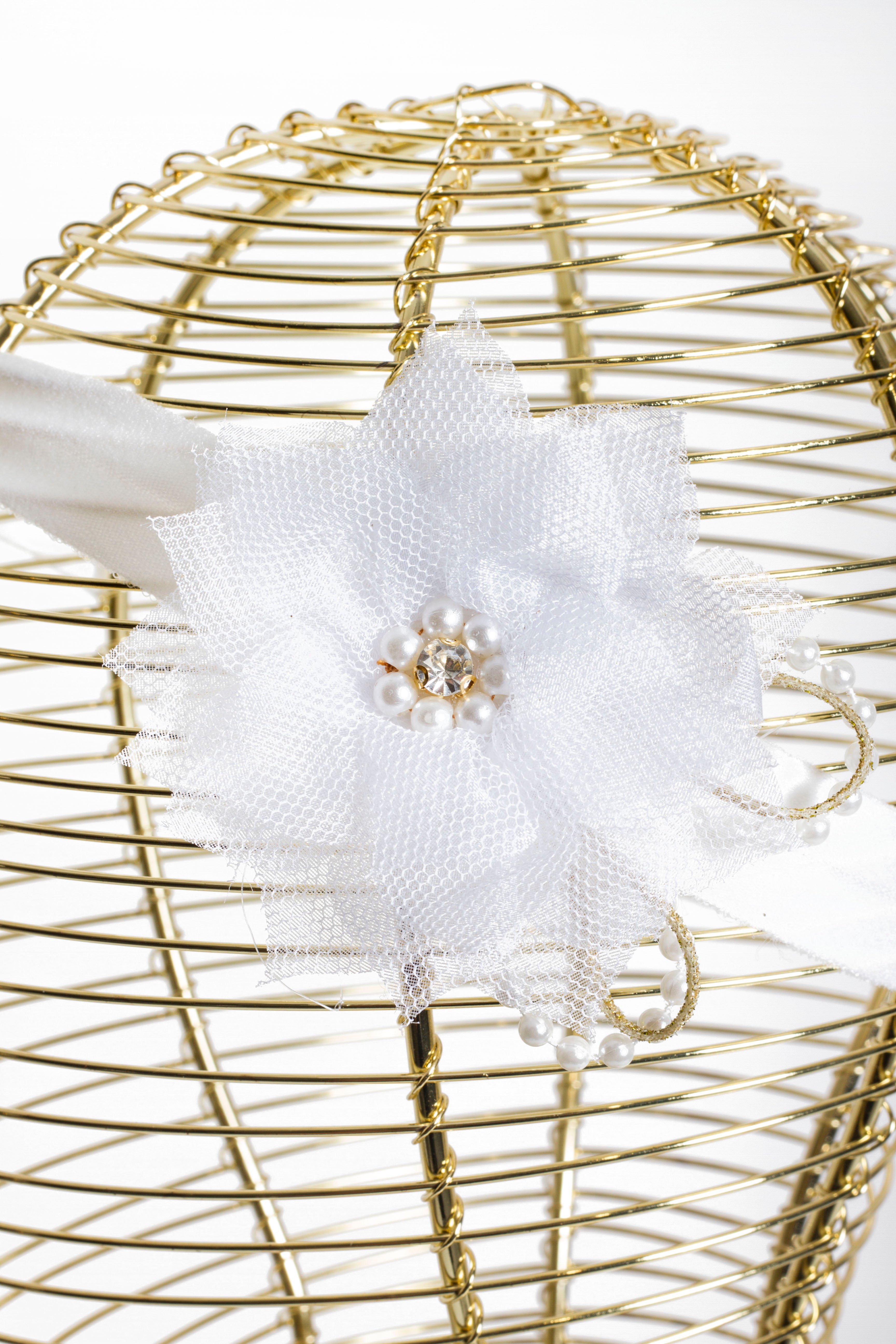 Fascia Neonata Fiore e Strass White