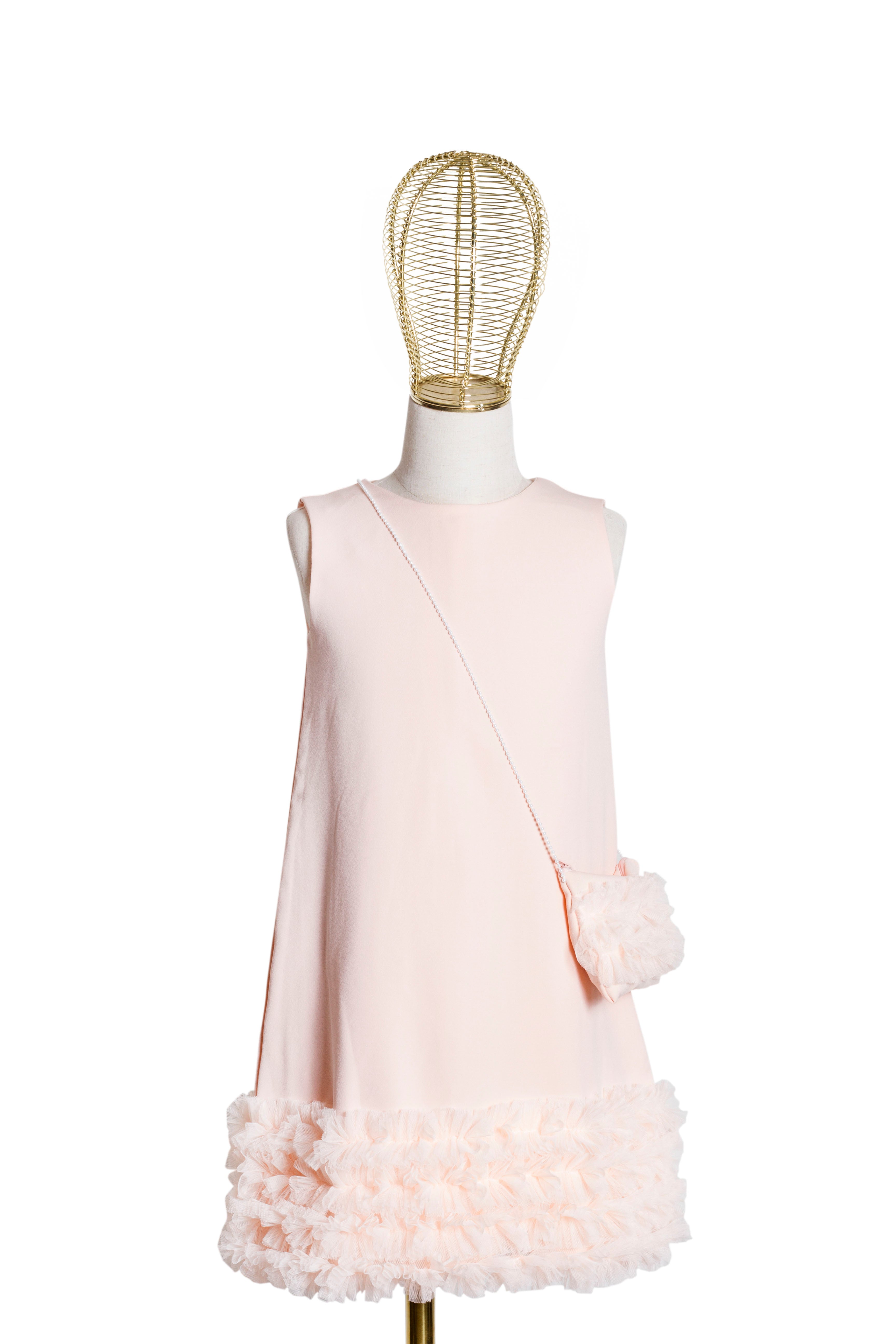 Abito Bambina Campana Chic '60 Pesca
