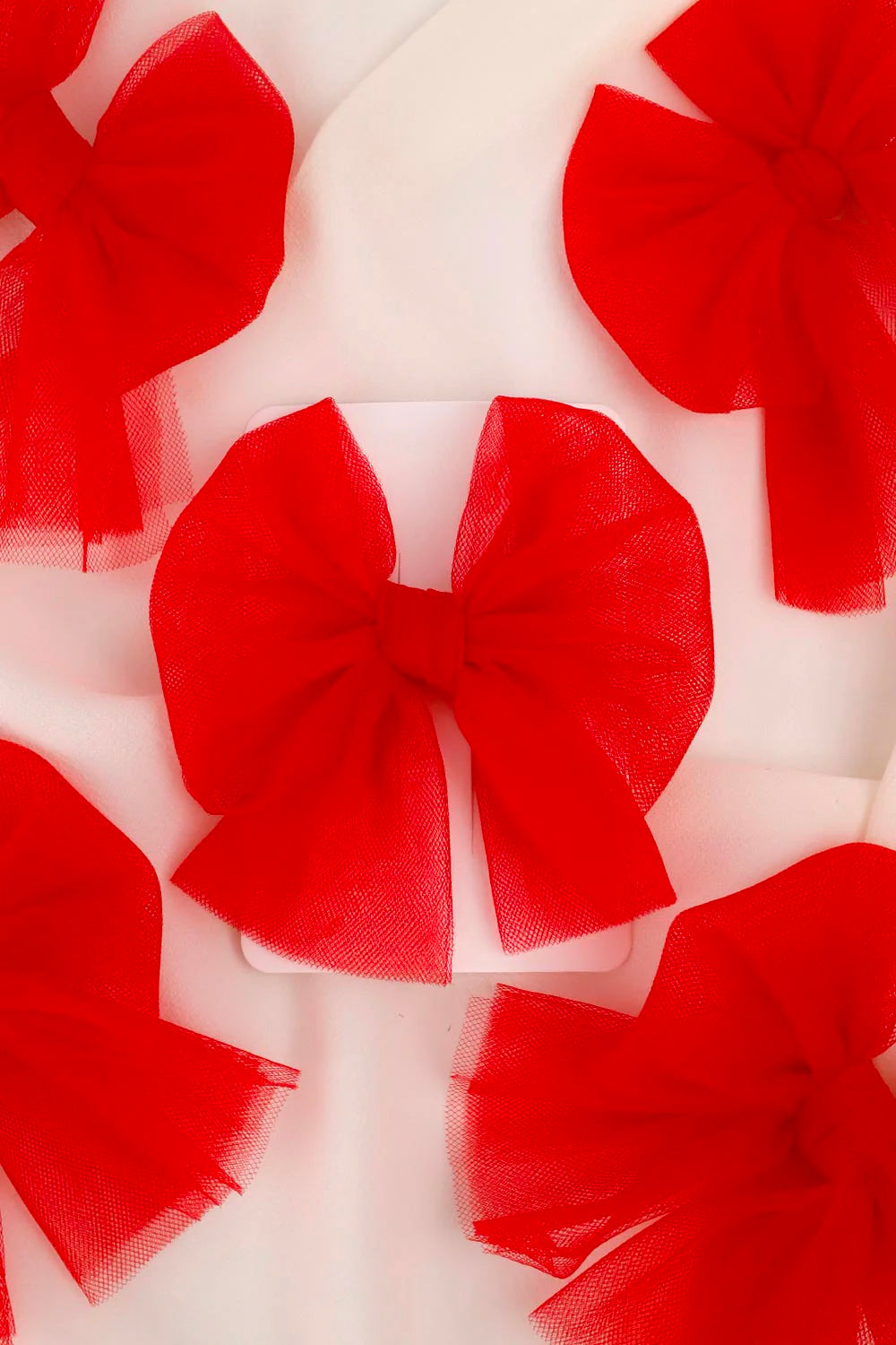 Fermaglio Bambina Fiocco Organza Rosso