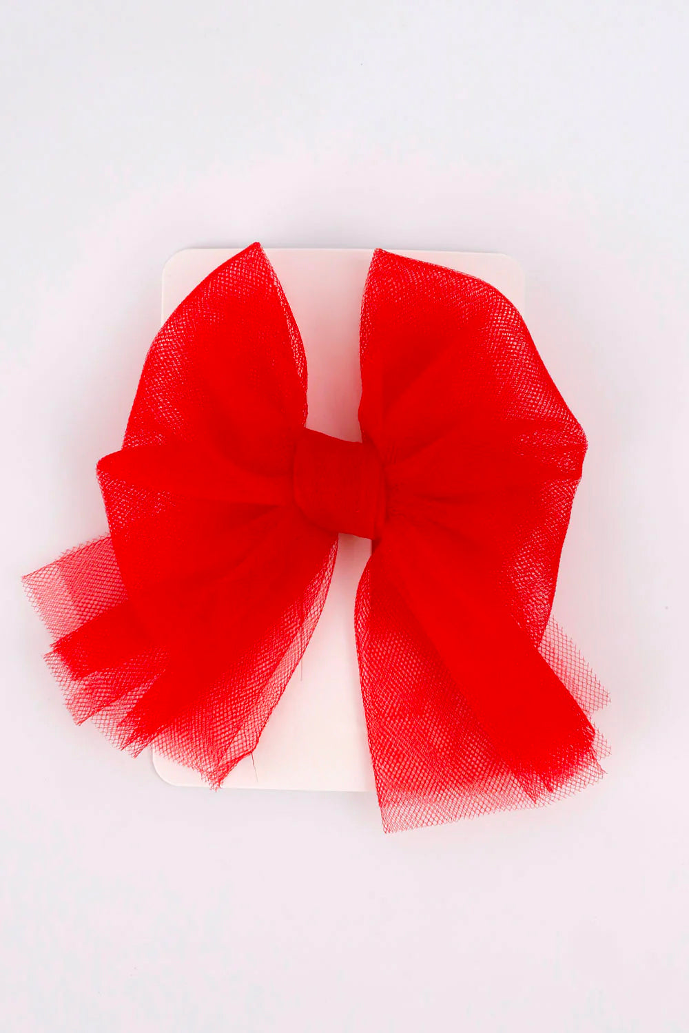 Fermaglio Bambina Fiocco Organza Rosso