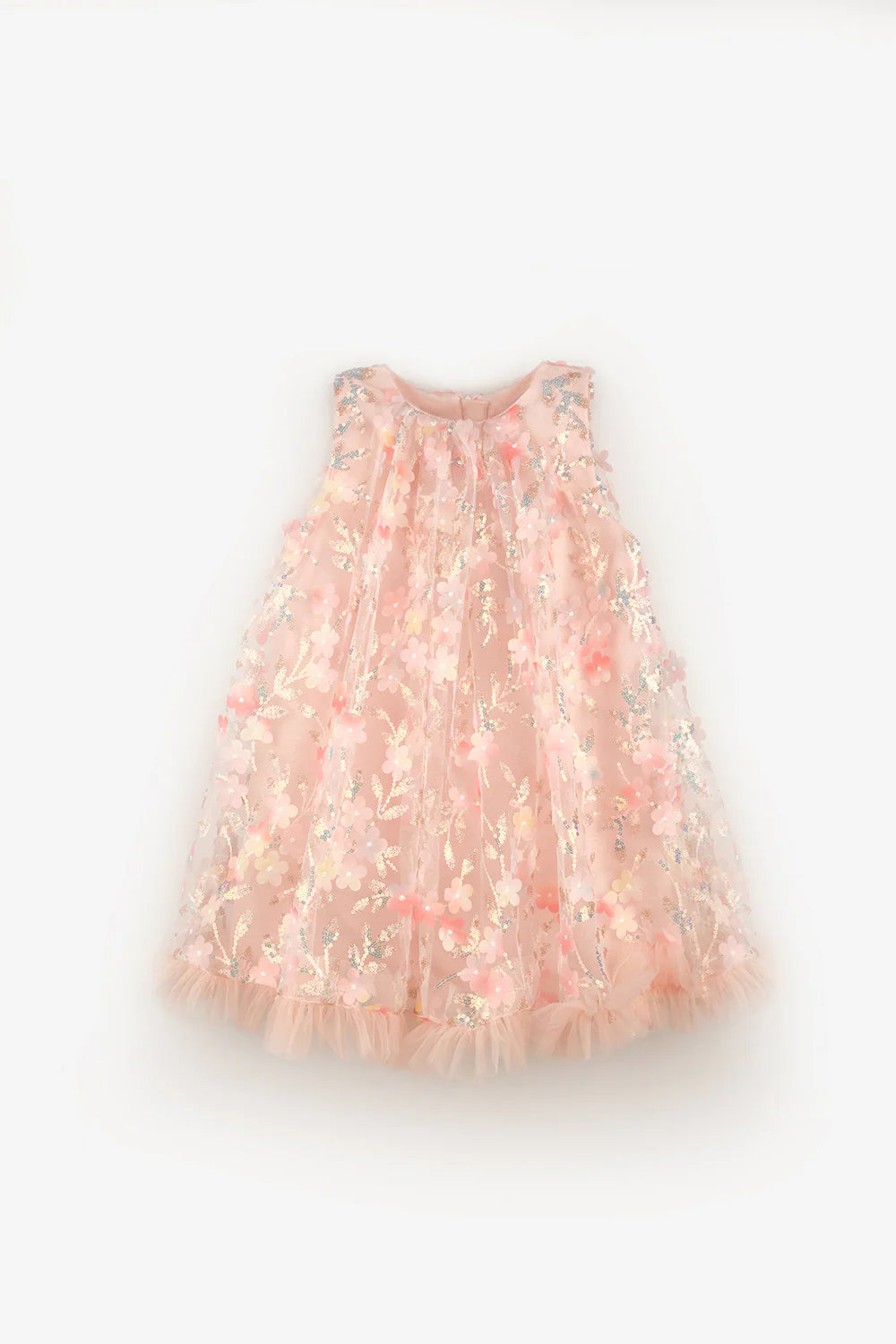 Abito Bambina Flower Pesca