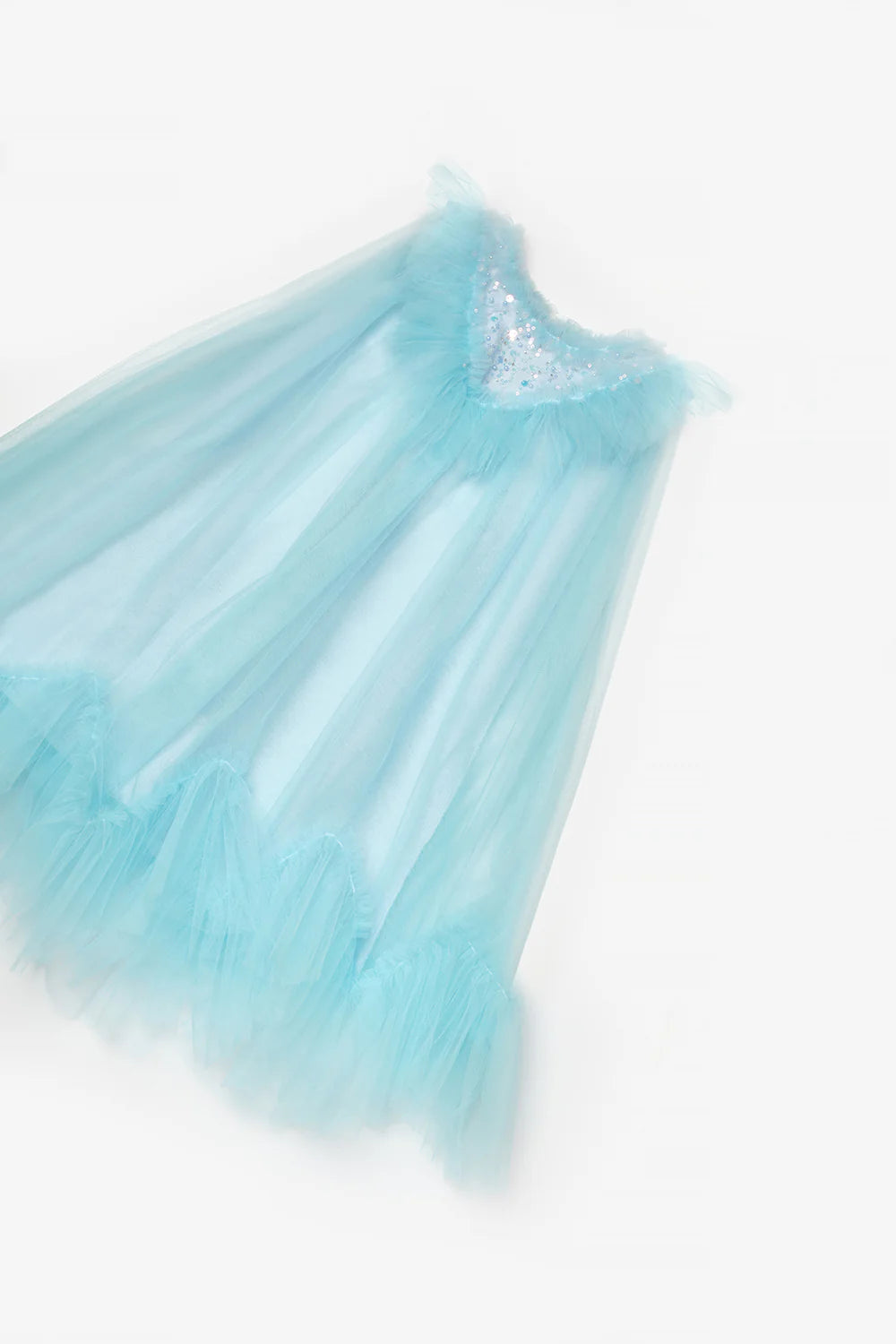 Abito Bambina Tulle Celeste Polvere