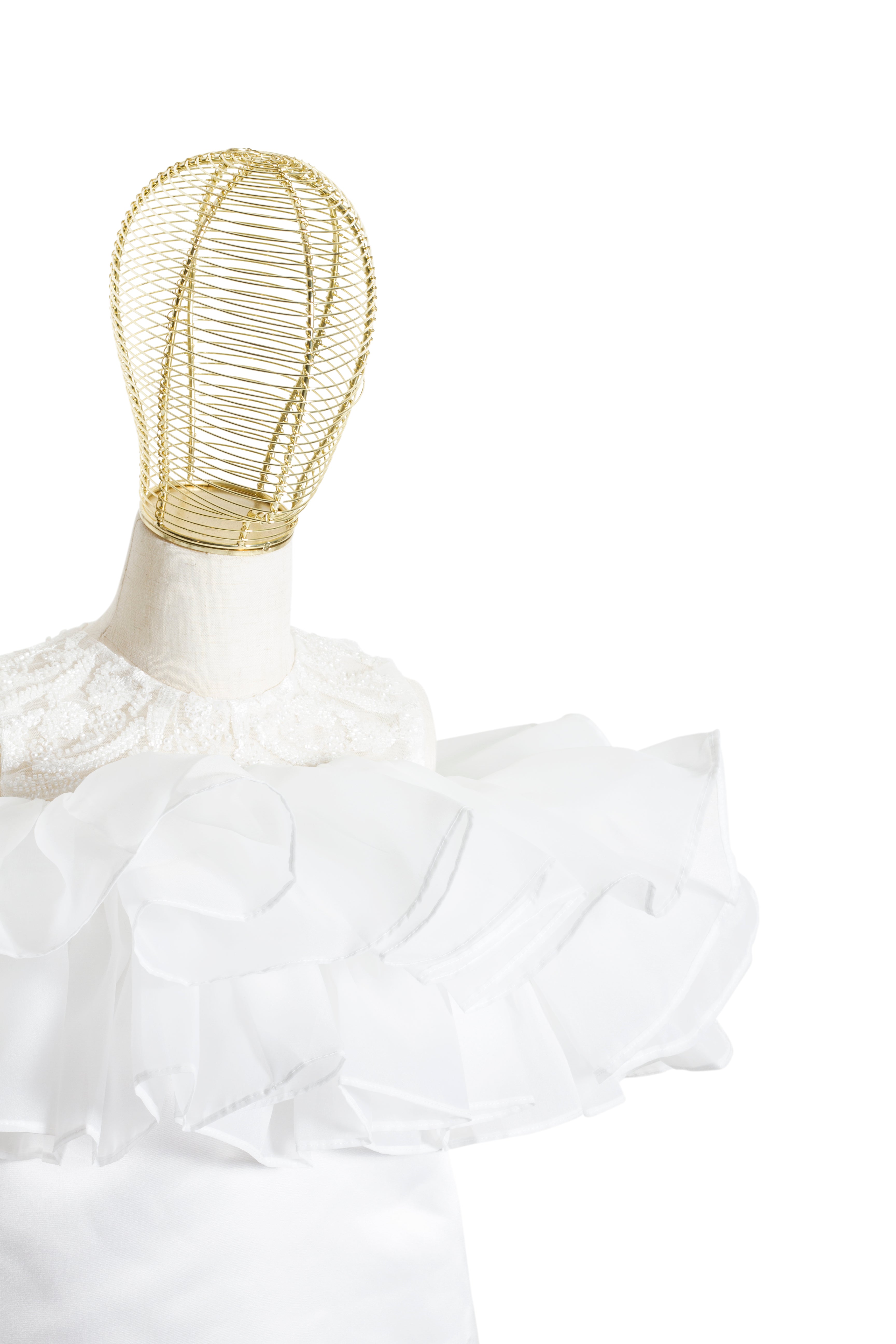 Abito Bambina Bianco Volant Glamour '70