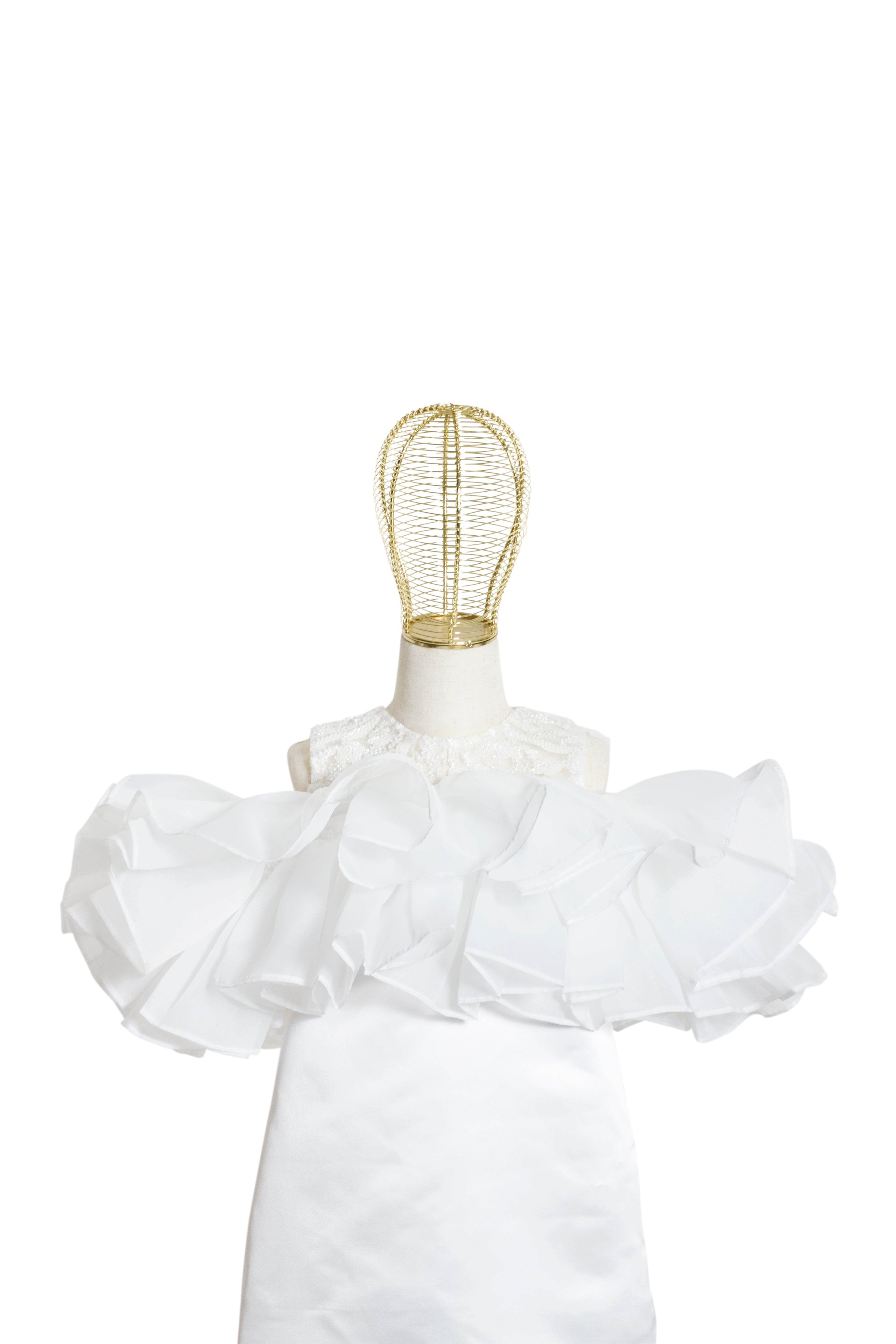Abito Bambina Bianco Volant Glamour '70