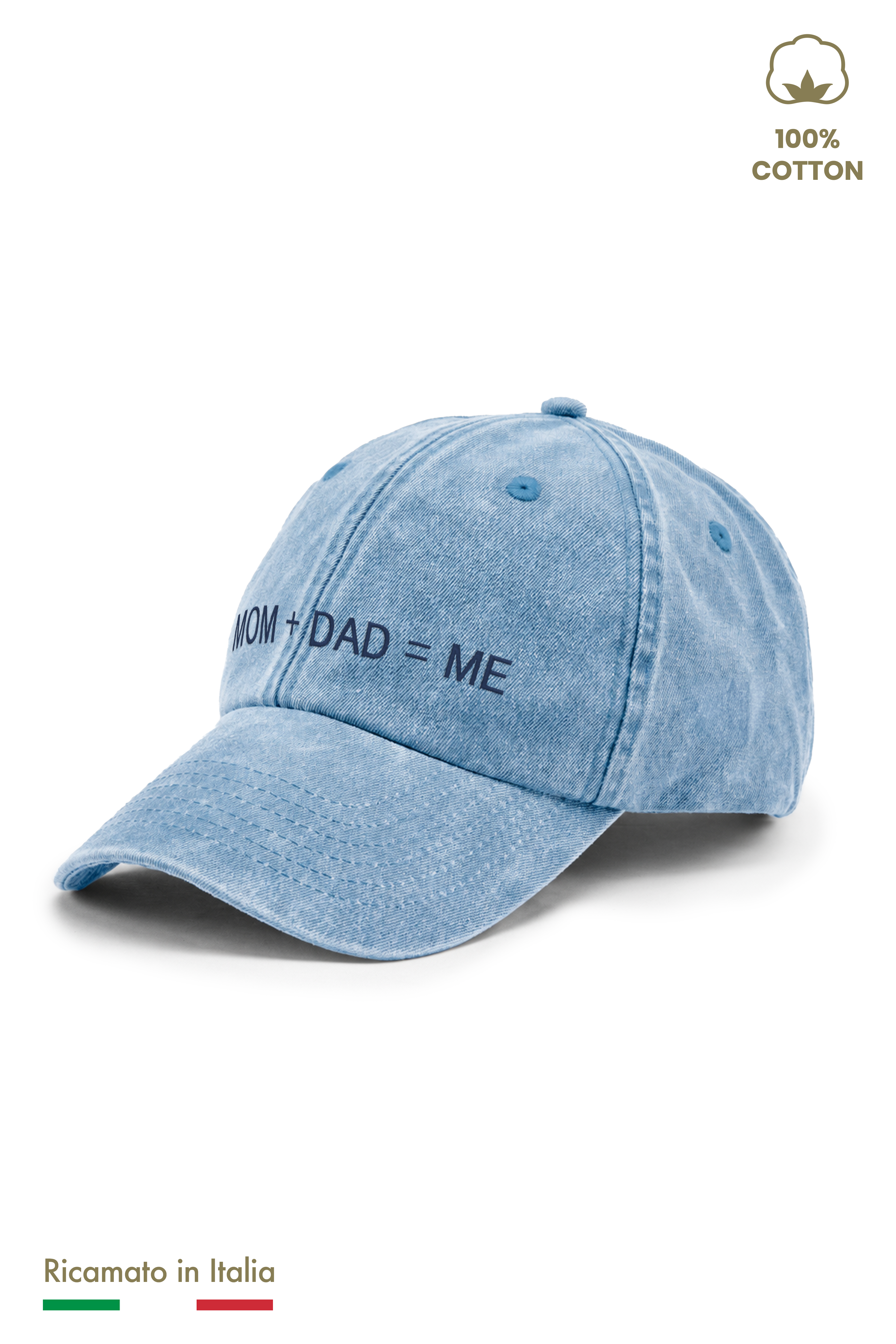 Cappellino vintage azzurro denim per bambino, vista tre quarti