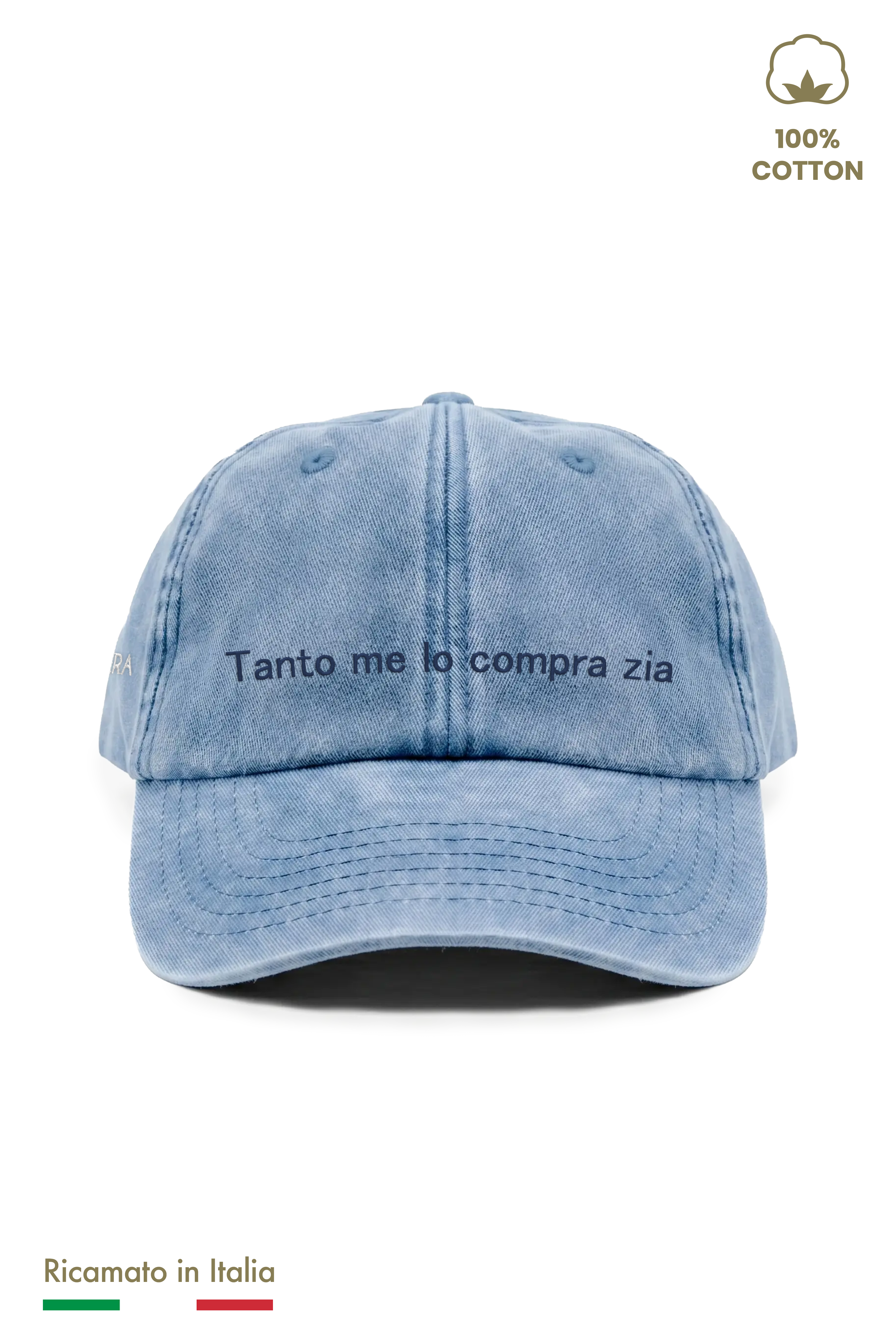 Cappellino Ricamato Bambino Unisex Vintage "Tanto me lo compra Zia"