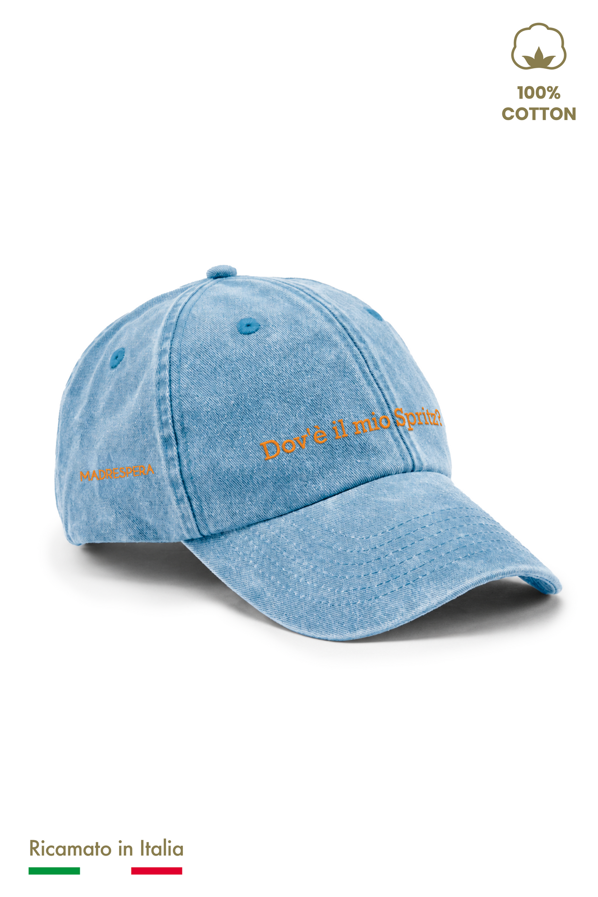 Cappellino Ricamato Bambino Unisex Vintage "Dov'è il mio spritz?"