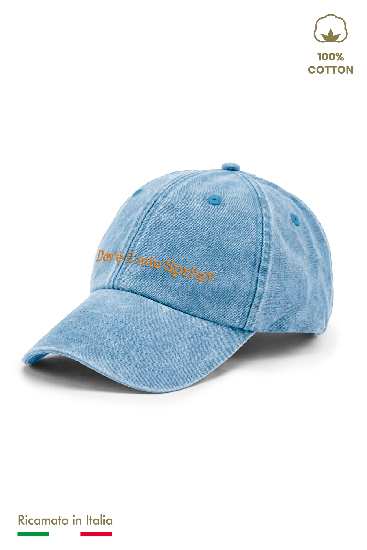 Cappellino Ricamato Bambino Unisex Vintage "Dov'è il mio spritz?"