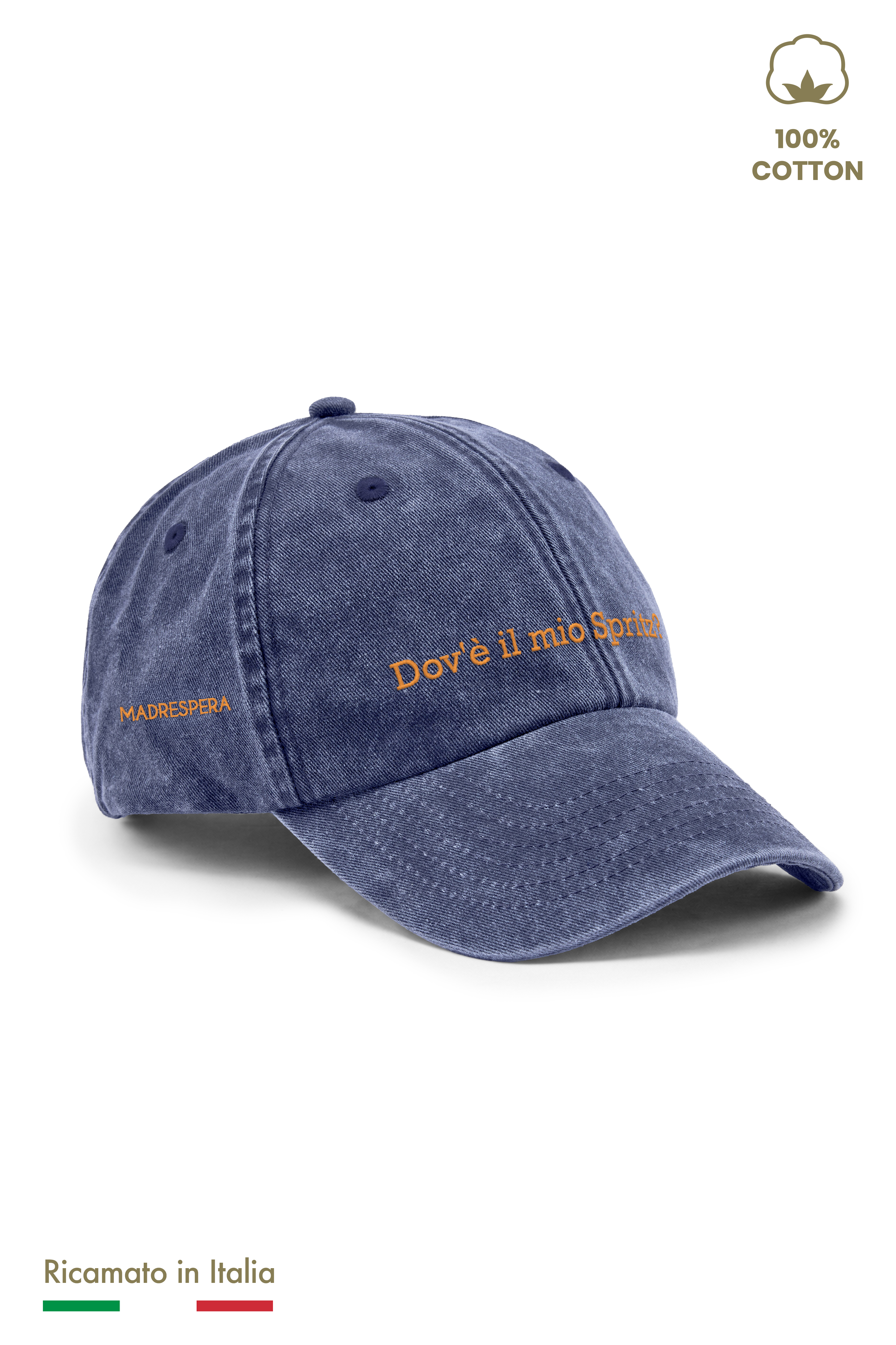 Cappellino Ricamato Bambino Unisex Vintage "Dov'è il mio spritz?"