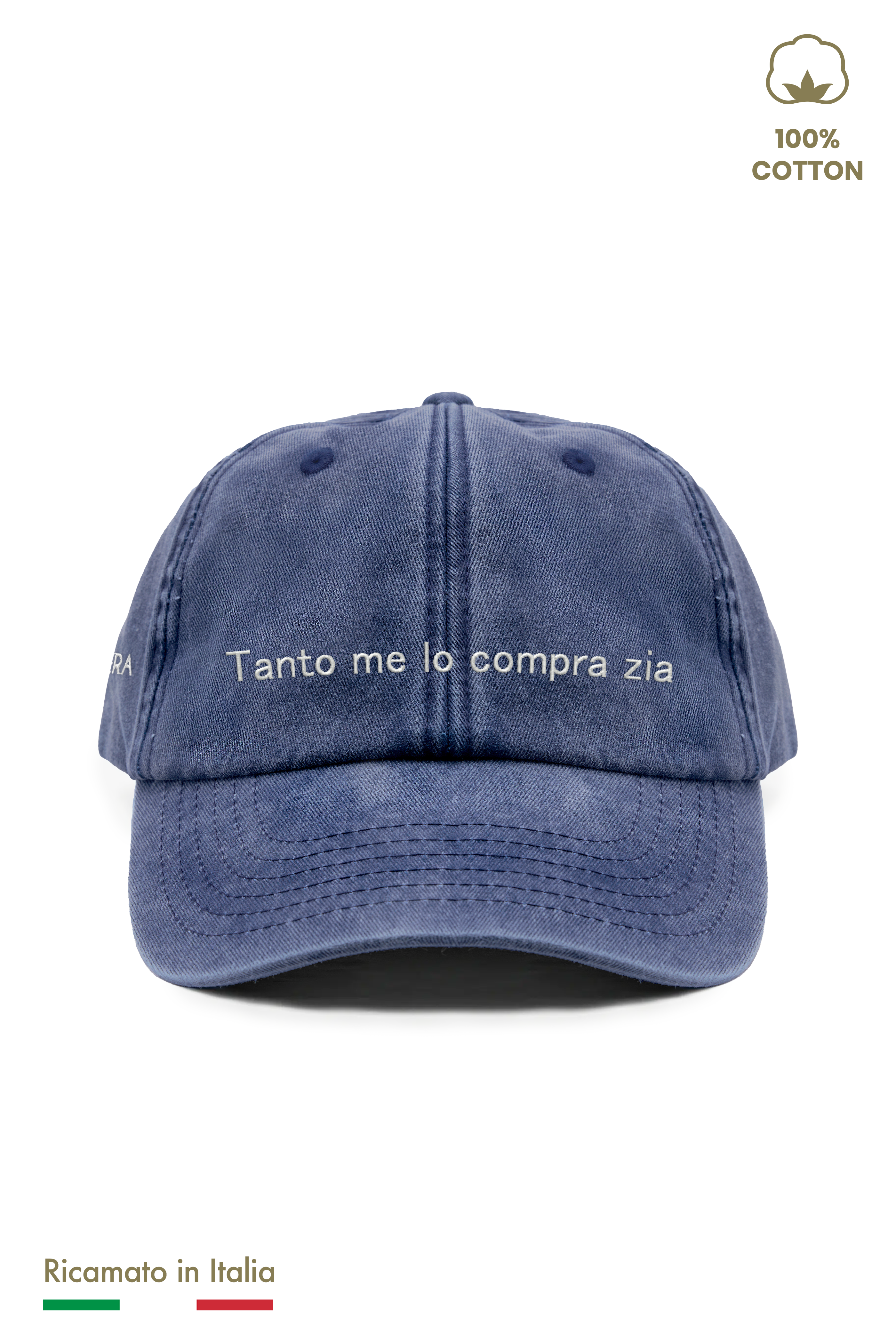 Cappellino Ricamato Bambino Unisex Vintage "Tanto me lo compra Zia"