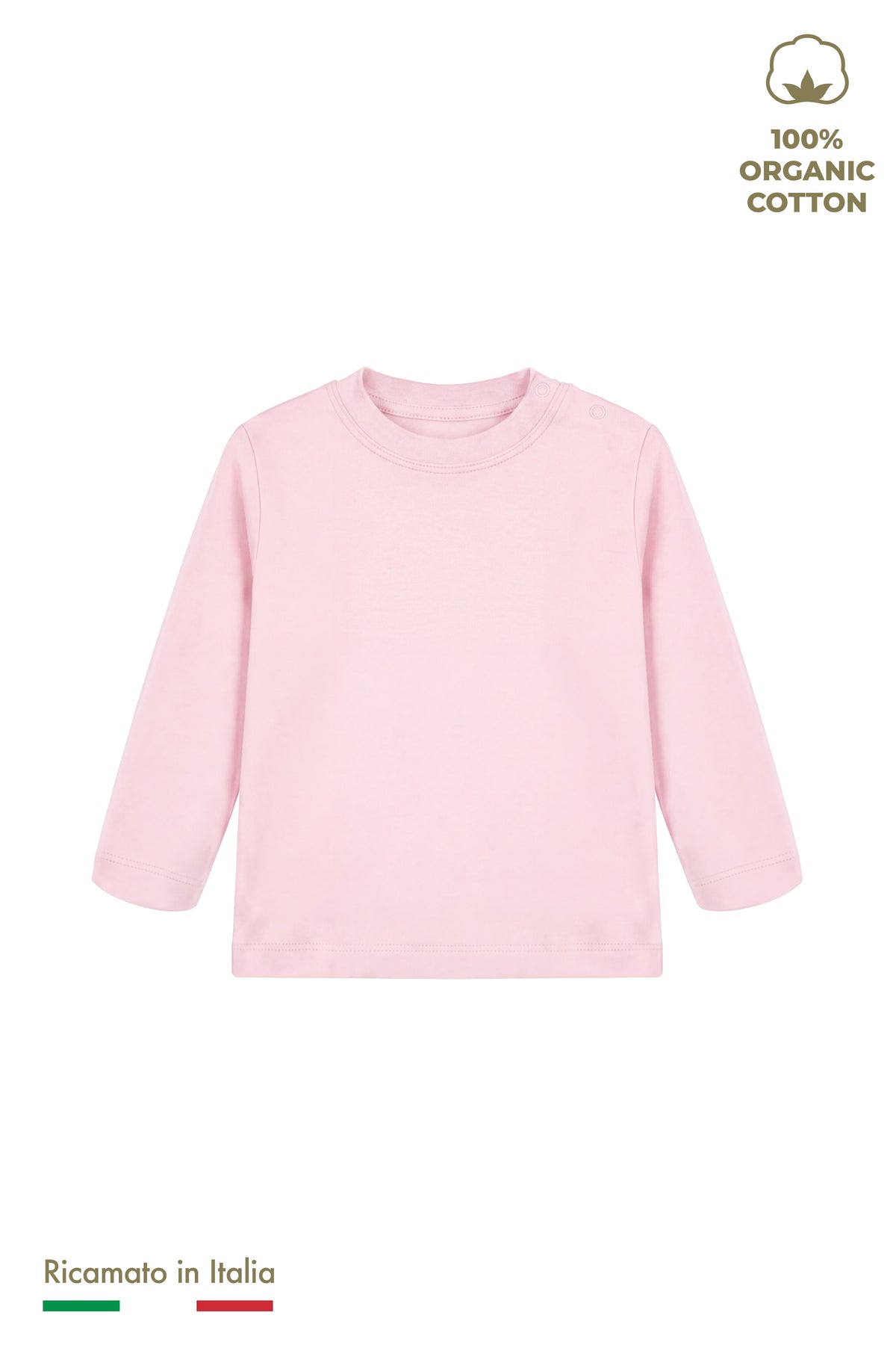 Maglia a manica lunga neonata rosa, da personalizzare con nome o frase ricamata