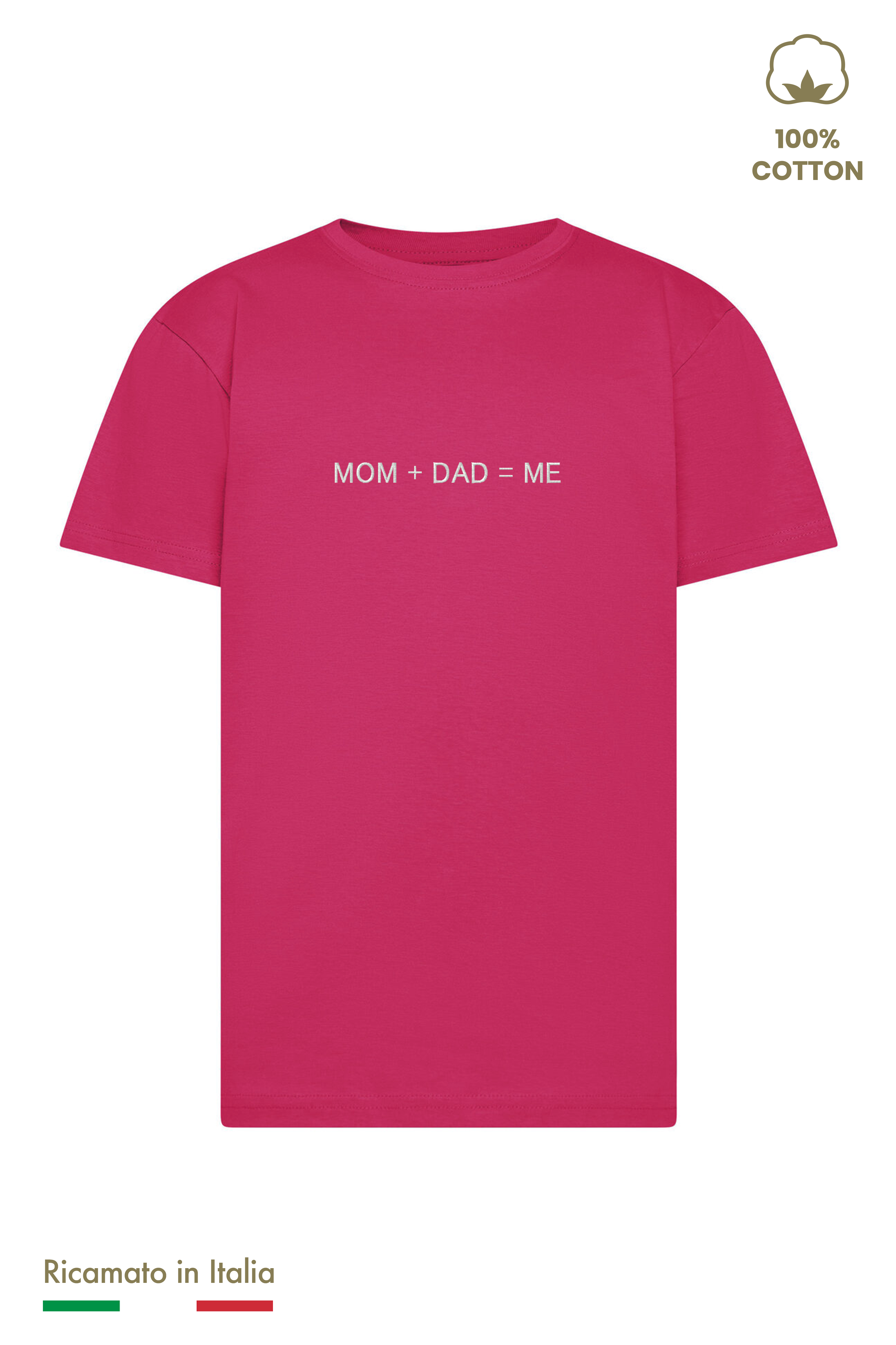 T-shirt Ricamata Bambino Unisex "MOM + DAD = ME"