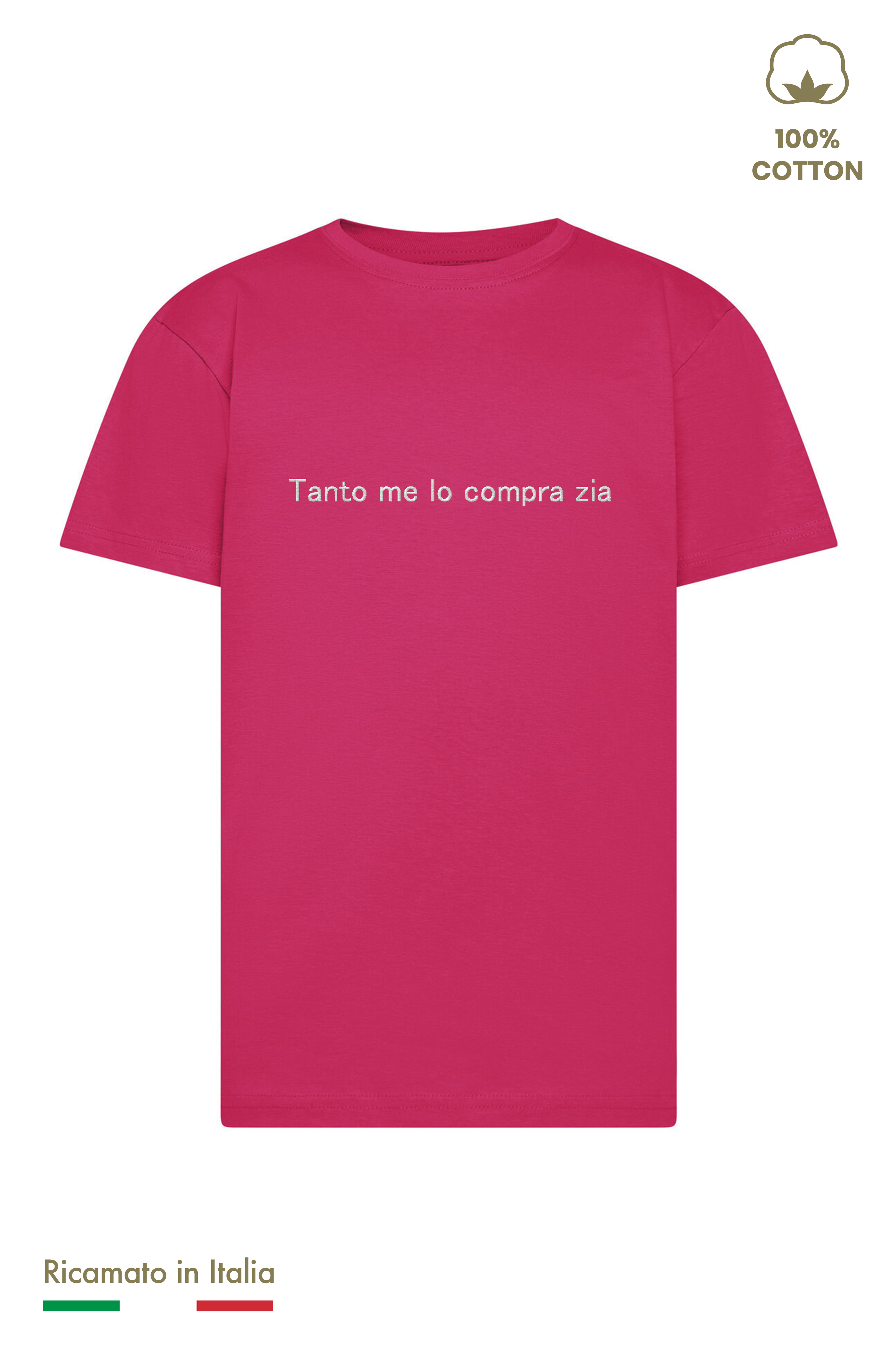 T-shirt Ricamata Bambino Unisex "Tanto me lo compra zia"