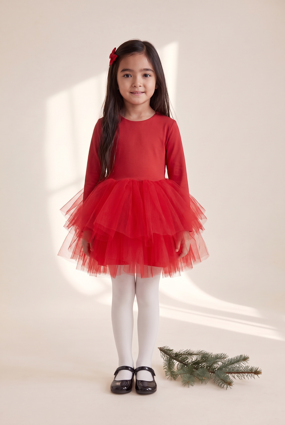 Abito Bambina Tutù Rosso indossato - davanti