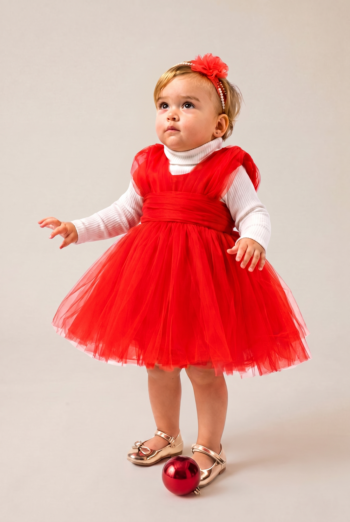 Abito Neonata Butterfly Rosso con lupetto bianco