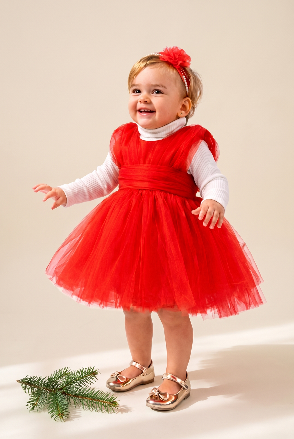 Abito Neonata Butterfly Rosso - davanti