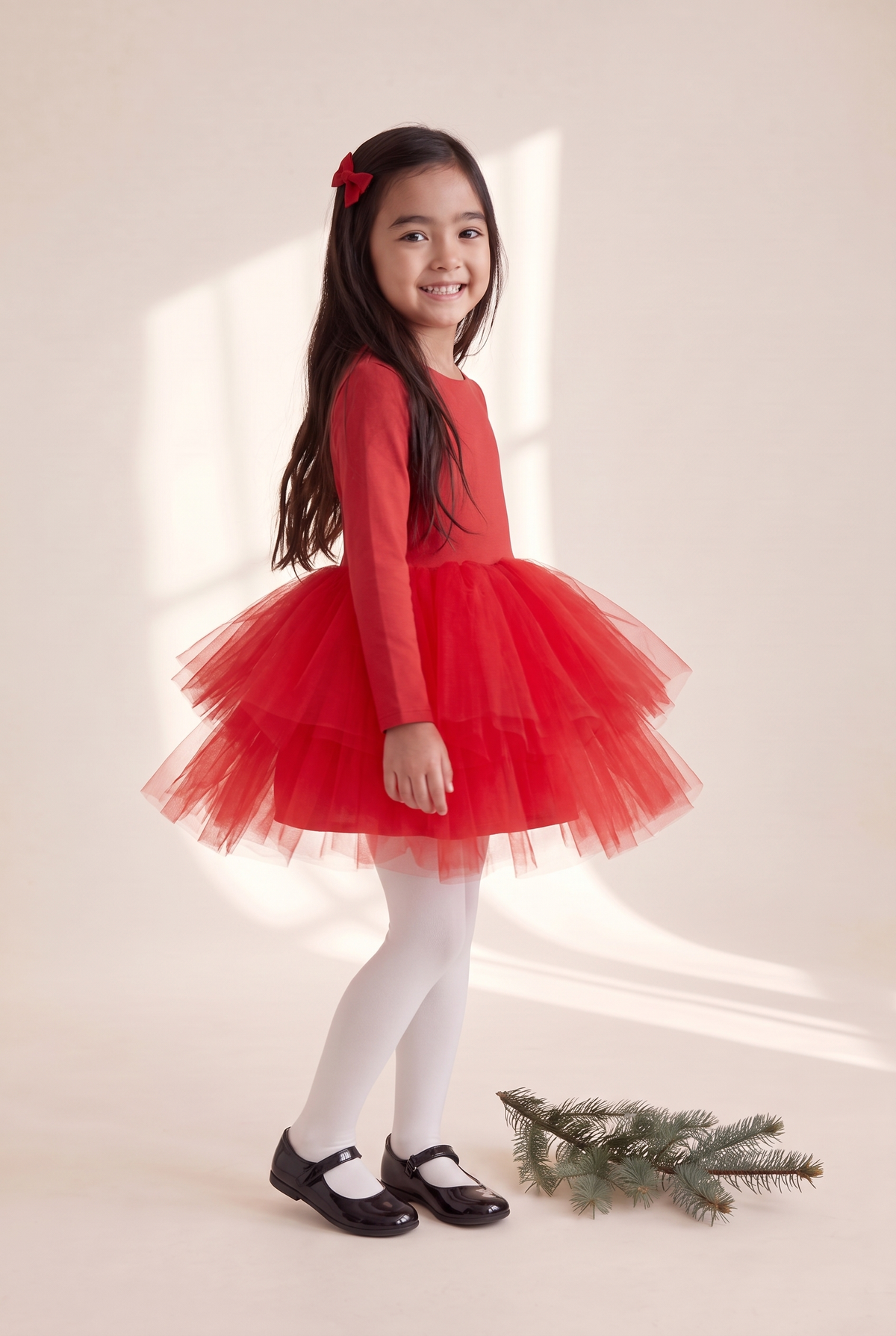 Abito Bambina Tutù Rosso indossato - tre quarti