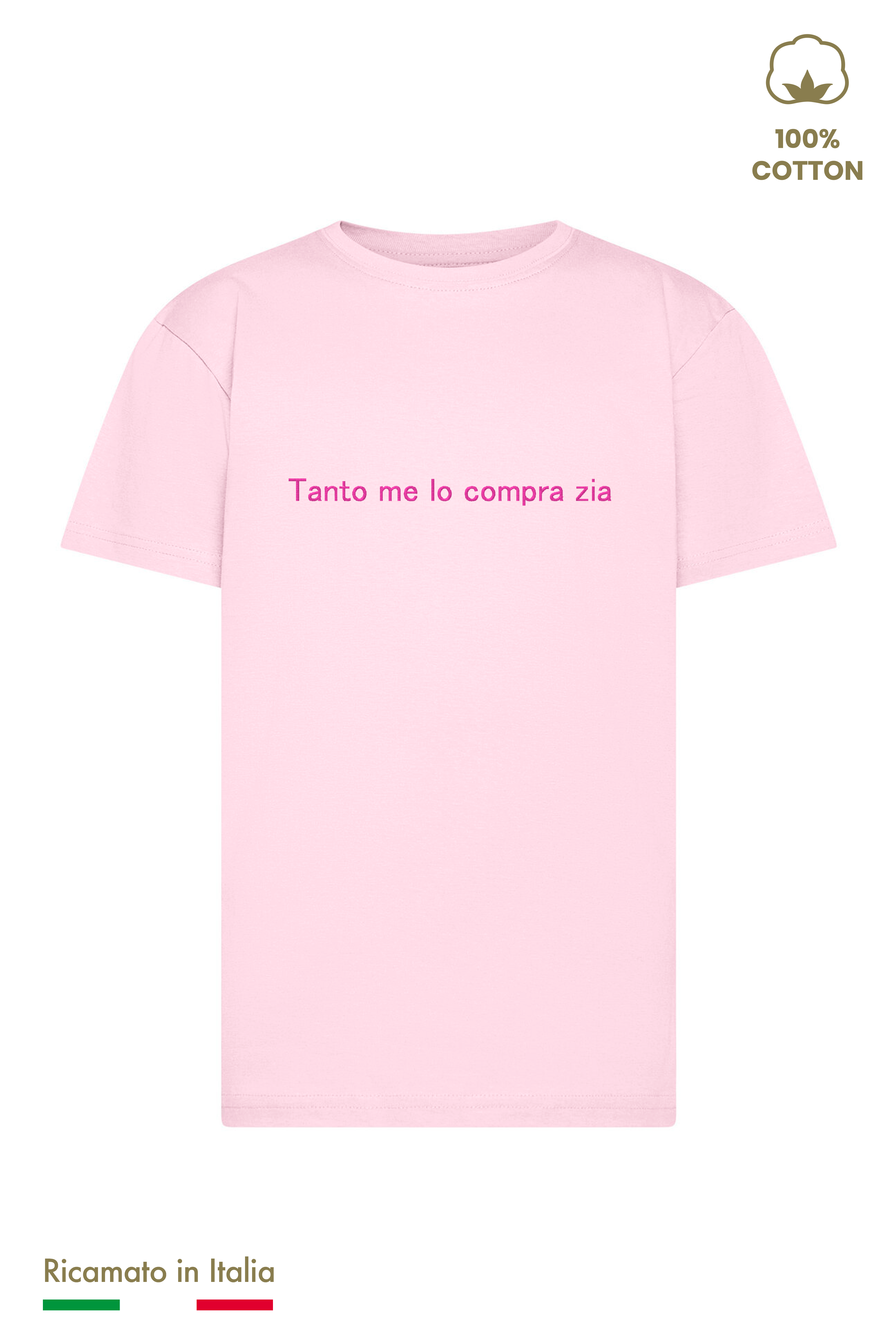 T-shirt Ricamata Bambino Unisex "Tanto me lo compra zia"