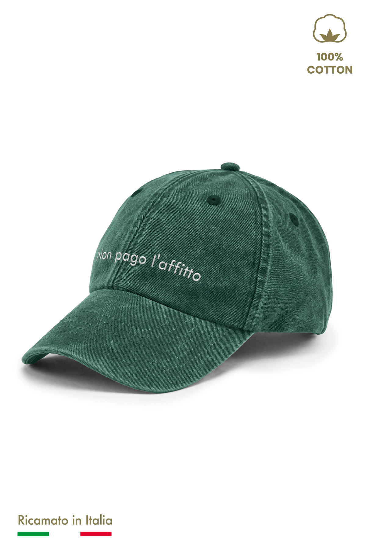 Cappellino Ricamato Bambino Unisex Vintage "Non pago l'affitto"