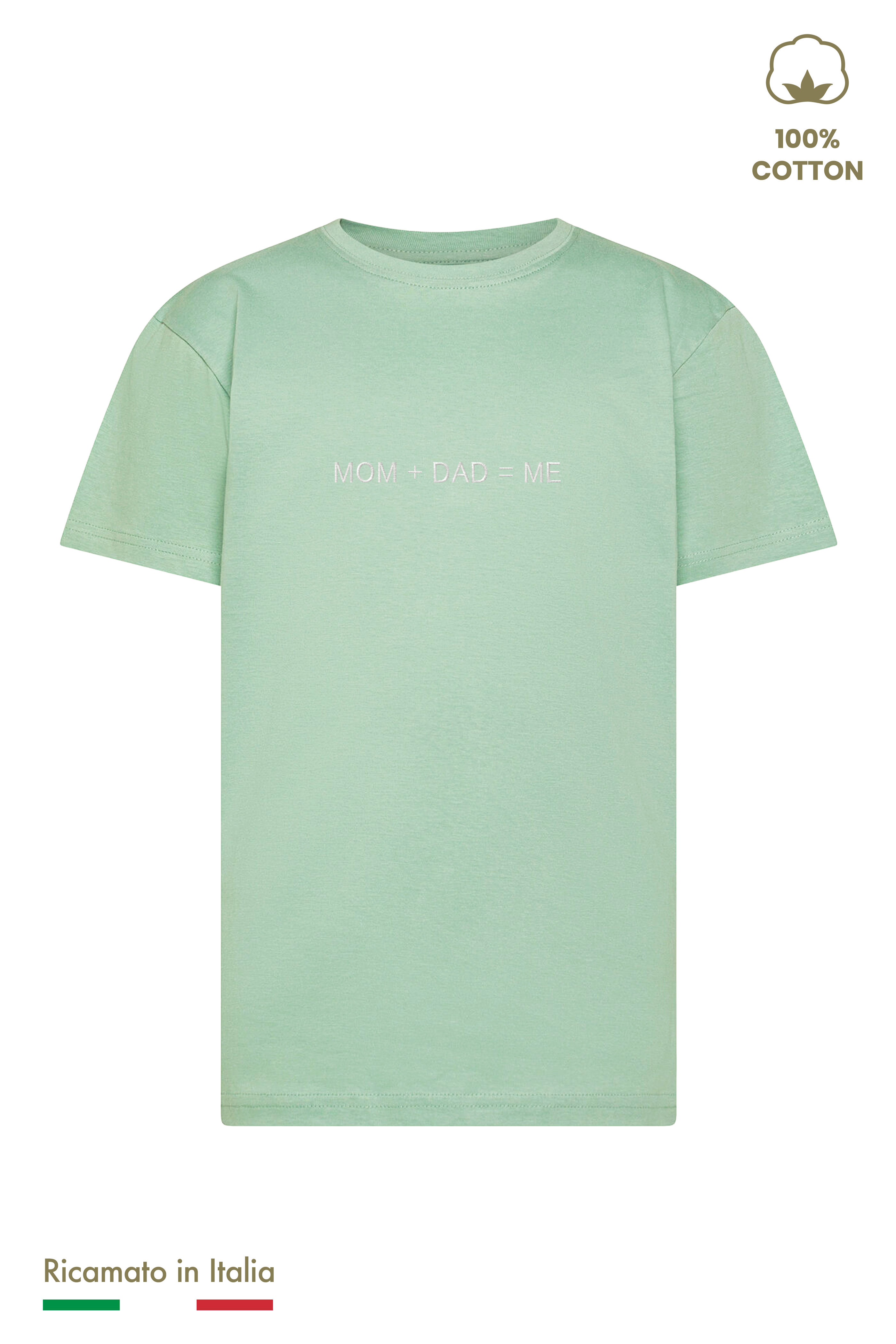 T-shirt Ricamata Bambino Unisex "MOM + DAD = ME"