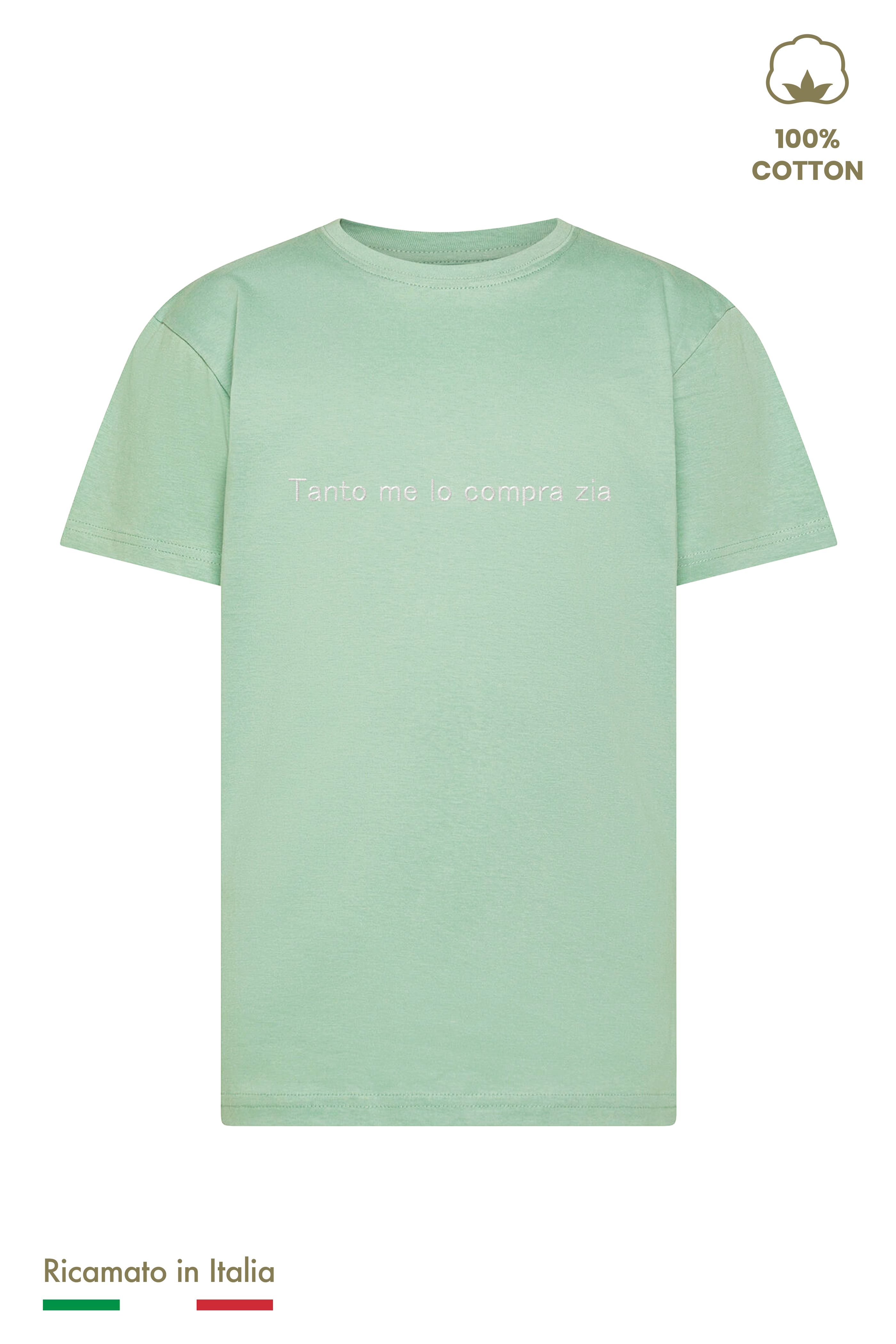 T-shirt Ricamata Bambino Unisex "Tanto me lo compra zia"